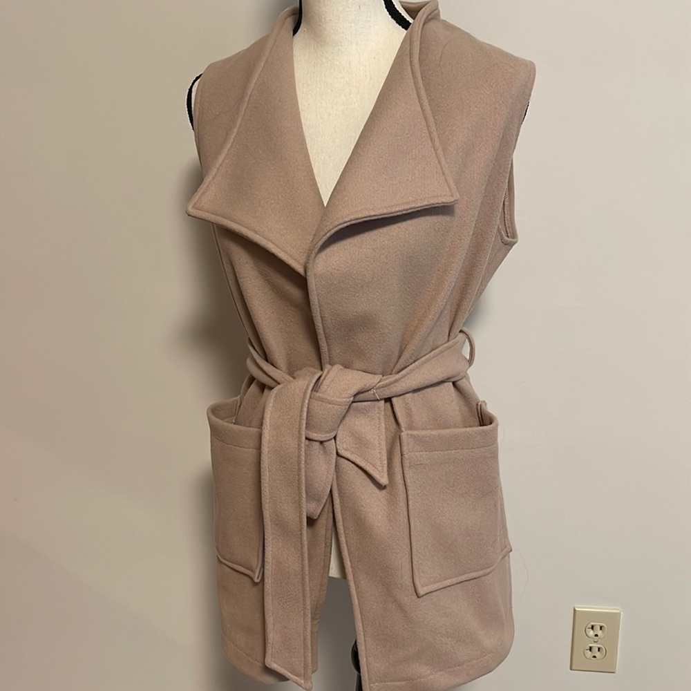 Shein  Sleeveless Longer Length Jacket Blazer Vest   Camel Color Size M